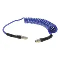 Coiled Air Hose Assembly, Polyurethane, 140 psi, 1/4", 16 ft, Navy Blue