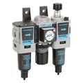 Filter/Regulator/Lubricator: 1/4 in NPT, 27 cfm, 250 psi Max Op Pressure, 5 micron