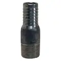Barbed Hose Fitting: For 1 in Hose I.D., Aluminum x Aluminum, 1 in x 1 in Fitting Size, Knurled