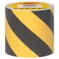 Condor Anti-Slip Tape: Very Coarse, 46 Grit Size, Striped, Black/Yellow, 6 in x 60 ft., Acrylic, 2 PK