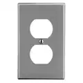 Hubbell Wiring Device-Kellems Duplex Receptacle Wall Plate, Gray, Number of Gangs 1