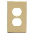 Hubbell Wiring Device-Kellems Duplex Receptacle Wall Plate, Ivory, Number of Gangs 1