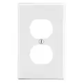 Hubbell Wiring Device-Kellems Duplex Receptacle Wall Plate, White, Number of Gangs 1
