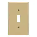 Hubbell Wiring Device-Kellems Toggle Switch Wall Plate: Toggle, Plastic, Ivory, 0 Outlet Openings, 1 Switch Openings