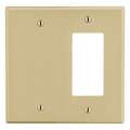 Hubbell Wiring Device-Kellems Duplex/Decorator Blank Wall Plate, Ivory, Number of Gangs 2