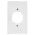 Hubbell Wiring Device-Kellems Single Receptacle Wall Plate: 1 Gangs, Standard, White, Plastic