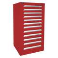 Lyon Stationary Full Height Modular Drawer Cabinet, 12 Drawers, 30" W x 28-1/4" D x 59-1/4" H Red