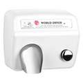 Hand Dryer: Fixed, Steel, Push Button, White, 30 sec Dry Time, 20 Amps, 115 Volt