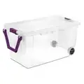 Storage Tote: 40 gal, 36 3/4 in x 21 3/8 in x 18 in, Clear Body, Clear Lid