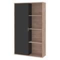 Bestar Bookcase: Sliding Door, Aquarius Series, 6 Shelves, Graphite/Rustic Brown, 11 1/2 in Dp