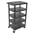 Utility Cart with Lipped Plastic Shelves, 300 lb Load Capacity, Number of Shelves 5