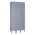Box Locker: 36 in x 12 in x 78 in, 6 Tiers, 3 Units Wide, Louvered, Padlock Hasp, Light Gray