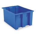 Stack and Nest Container: 12.9 gal, 23 1/2 in x 15 1/2 in x 12 in, Blue, 375 lb Stack Cap.