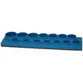 Magnetic Socket Holder: Blue, 12 3/4 in Overall Wd, 1 1/4 in Overall Ht, 14 Posts/Slots