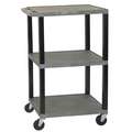 Utility Cart with Lipped Plastic Shelves, 300 lb Load Capacity, Number of Shelves 3