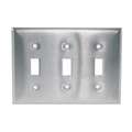Hubbell Wiring Device-Kellems Toggle Switch Wall Plate, Silver, Number of Gangs 3, Weather Resistant No
