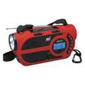 Jensen Portable Weather Radio: AM/FM/NOAA, Red, (3) AA Batteries/Micro USB Cable/Solar Powered