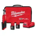 Milwaukee Ratchet Kit: 35 ft-lb Fastening Torque, 450 RPM Free Speed, 1 1/2 in Head Wd, (2) 2.0 Ah