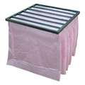 Air Handler Pocket Air Filter, 24x24x12, MERV 13, Pink, Synthetic, Number of Pockets: 6