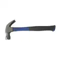 Curved Claw Hammer: Steel, Ribbed Grip, Fiberglass Handle, 20 oz Head Wt, 13 in Overall Lg, Smooth