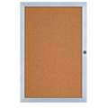 United Visual Products Enclosed Bulletin Board: Cork, 24 in Wd, 36 in Ht, Satin, Swing