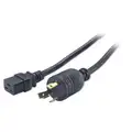 Power Cord, 12 AWG, Number of Conductors 3, Rubber, Black, 24.0 A, 8 ft