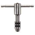 Tap Wrench: T, Sliding, #8 Min. Tap Size, #0 Max. Tap Size, 2 3/4 in Overall Lg