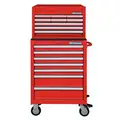 Westward Light Duty Tool Chest and Cabinet Combination with 16 Drawers; 18" D x 57-7/8" H x 26-3/4" W, Red