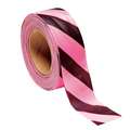 Flagging Tape, Pink/Black, 1 3/16" x 150 ft, Diagonal Stripes