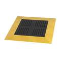 Interlocking Drainage Mat: 30 in x 3 ft, 1 in Thick, Diamond Plate, Black with Yellow Border, Vinyl