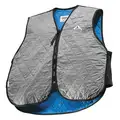 Techniche Cooling Vest: Evaporative - Soak, L, Silver, Nylon, 5 to 10 hr, Zipper, 10 hours, Soak