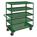 Flow-Through Utility Cart with Perforated Lipped Metal Shelves, Load Capacity 2,000 lb