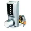 Mechanical Push Button Lockset: Knob, Entry, Factory Left/Field Reversible, Satin Chrome