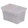 Orbis Attached Lid Container: 4.48 gal, 15 1/4 in x 10 7/8 in x 9 7/8 in, Clear Body, Clear Lid