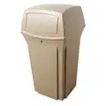 Trash Can,35 Gal.,Beige,Plastic