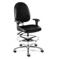 Integra Drafting Chair: Black, Vinyl, 300 lb Wt Capacity, 23 in to 33 in Nom. Seat Ht. Range