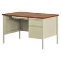 Hirsh Office Desk: Pedestal Desks Series, 48 in Overall W, 29 1/2 in, 30 in Overall Dp, Oak Top