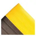 Notrax Antifatigue Mat: Ribbed, 3 ft. x 4 ft., 5/8 in Thick, Black with Yellow Border, PVC Foam, Beveled Edge