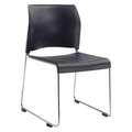 National Public Seating Chrome Steel Stacking Chair with Navy Blue Seat Color, 1EA