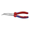 Knipex Long Nose Pliers: 3 1/2 in Max Jaw Opening, 8 in Overall Lg, 2 7/8 in Jaw Lg, 1/8 in Tip Wd, Serrated