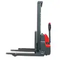 Powered Straddle Stacker: 2,200 lb Load Capacity, 45 516 in x 3 7/8 in, Adj