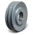 Standard V-Belt Pulley: 2 Grooves, 5.25" Pulley Outside Dia., Cast Iron