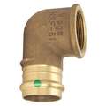Low Lead Bronze 90 Degree Elbow, Press x FPT Connection Type, 3/4" x 3/4" Tube Size