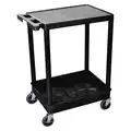 Utility Cart with Deep Lipped & Lipped Plastic Shelves: 300 lb Load Capacity, Flat