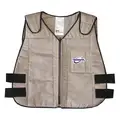 Techniche Cooling Vest: Cold Pack Inserts, XL, Tan, Cotton, 2 to 3 hr, Zipper, 3 hours, 58&deg; F
