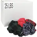 Cloth Rag: Gen Purpose Cleaning, Flannel, Reclaimed, Assorted, Varies, 25 lb Wt