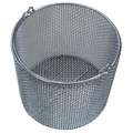 Parts Washer Basket: Round, Stainless Steel, Silver, 6 5/8 in Basket Ht, Lid Not Included
