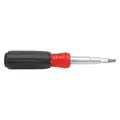 Multi-Bit Screwdriver: #1/#10/1/4 in/#15/#2 Tip Size, 8 Tips, 7 1/4 in Overall Lg, Magnetic