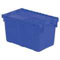 Orbis Attached Lid Container: 11.96 gal, 22 1/4 in x 13 in x 12 3/4 in, Blue Body, Blue Lid, HDPE