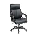 Office Star Executive Chair: Fixed Arm, Black, Eco Leather, 250 lb Wt Capacity